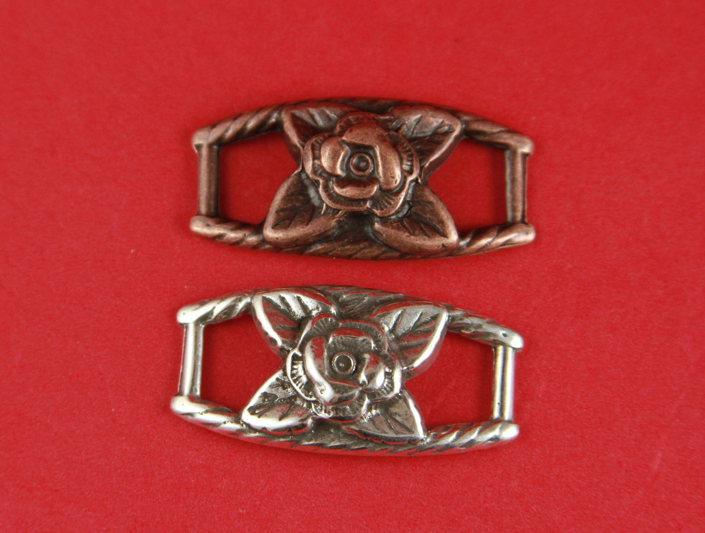 C0036>>MADE in EUROPE zamak flower connector, bracelet zamak component , copper flower connector qty1