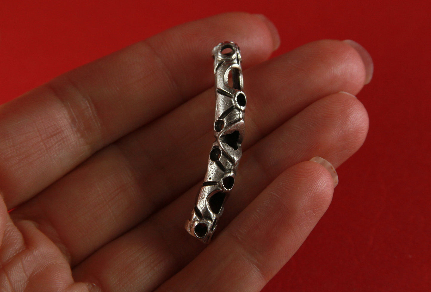 RS0011>>MADE IN EUROPE zamak tube slider, engraved zamak tube, round cord slider tube , 3mm leather slider Qty1