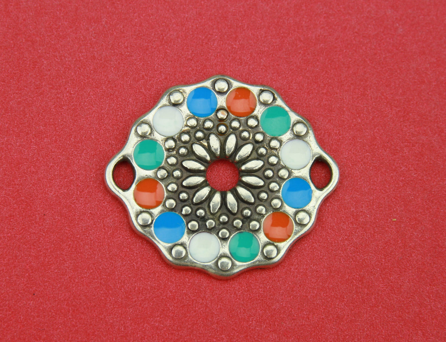 C0071>>MADE in EUROPE zamak colorful connector , bracelet zamak connector, silver connector with enamel Qty1