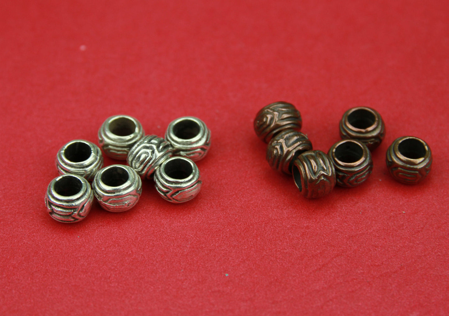 RS0107>>MADE in EUROPE 6 zamak beads, zamak 5mm hole beads, zamak rondelle beads(X1662) Qty6