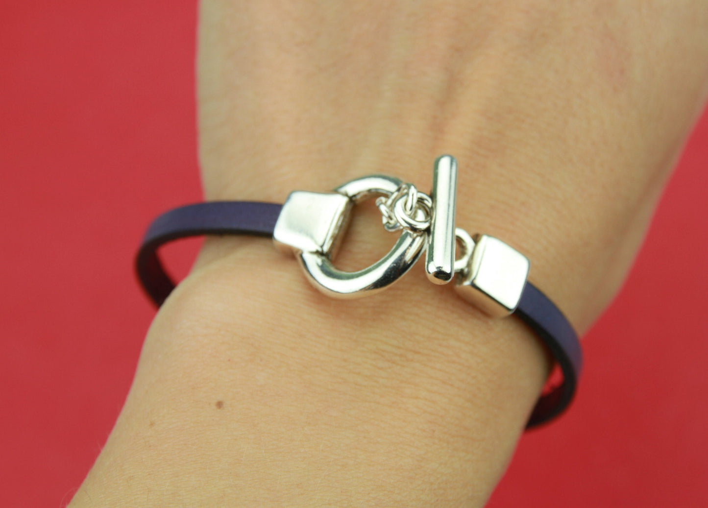 FC0147>>MADE in EUROPE zamak flat toggle clasp, 5mm flat toggle clasp, zamak silver clasp, 5mm flat cord clasp (95439) Qty1