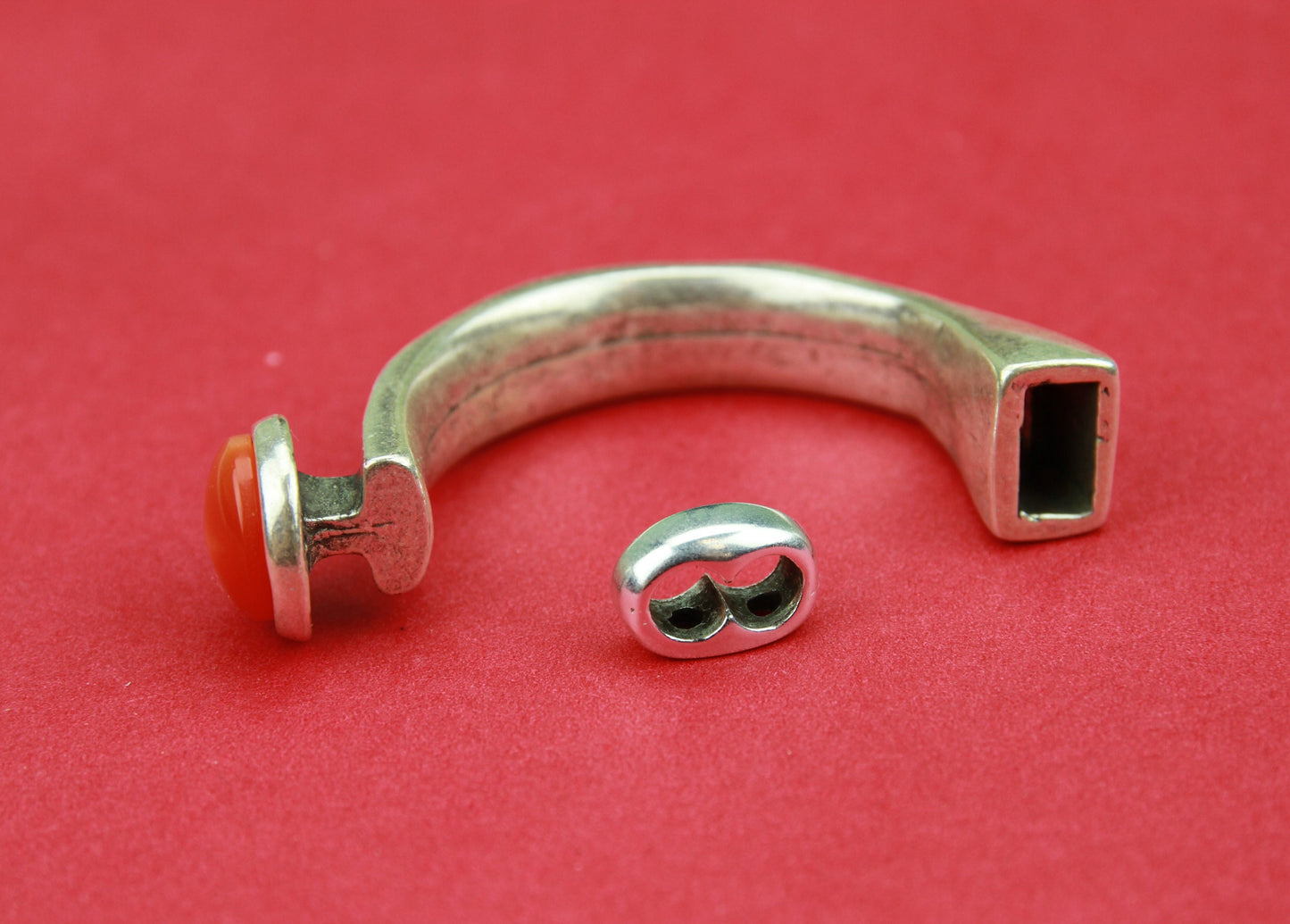 B0001>>MADE in EUROPE zamak orange button half bracelet +loop maker slider, zamak half bracelet Qty1