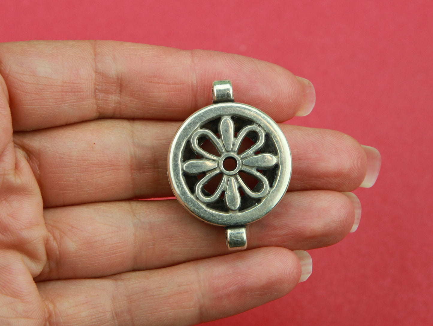 C0074>> MADE in EUROPE zamak flower connector-slider, zamak bracelet component qty1
