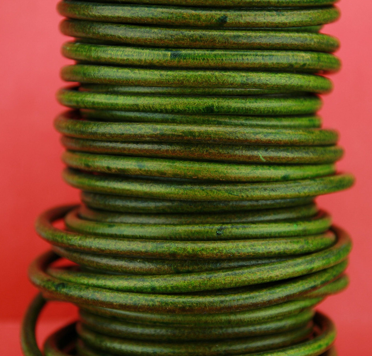 MADE IN SPAIN 2 feet (24"/61cm) green round leather cord, 5mm round leather cord, (5ANIVCA)