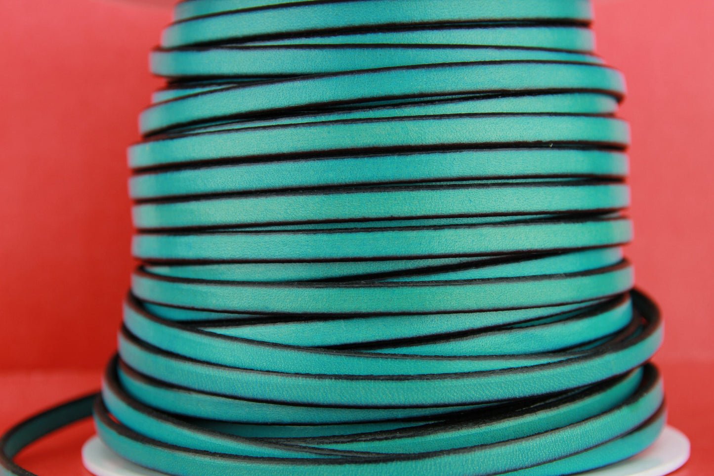 MADE in EUROPE 1 yard of 5mm flat leather cord, genuine leather 5mm strip, turquoise flat leather cord (221/05/20)