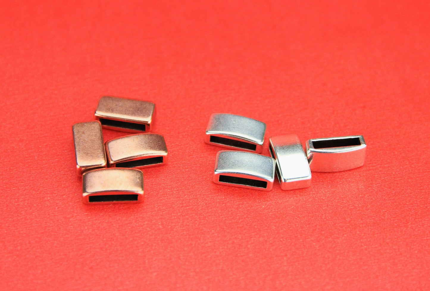 FS0033>>MADE in EUROPE 6 zamak slider bars, 10mm flat cord slider bars, 10mm leather cord simple sliders, zamak sliders Qty6