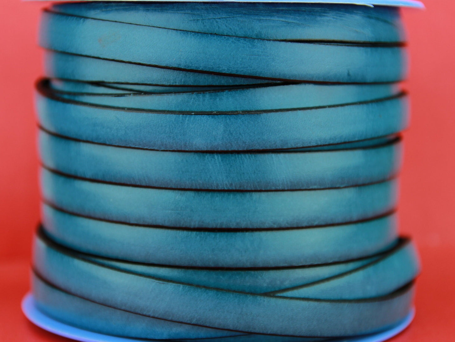 MADE IN SPAIN 24" turquoise 10mm flat leather cord, 10mm plain leather cord (VM10TUR)
