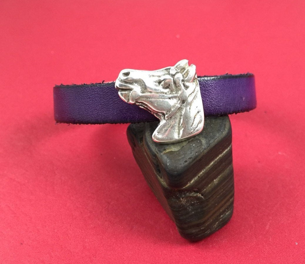 FS0116>>MADE IN EUROPE 2 zamak sliders, horse slider, horse head slider, zamak horse head slider, 10mm flat cord slider Qty2