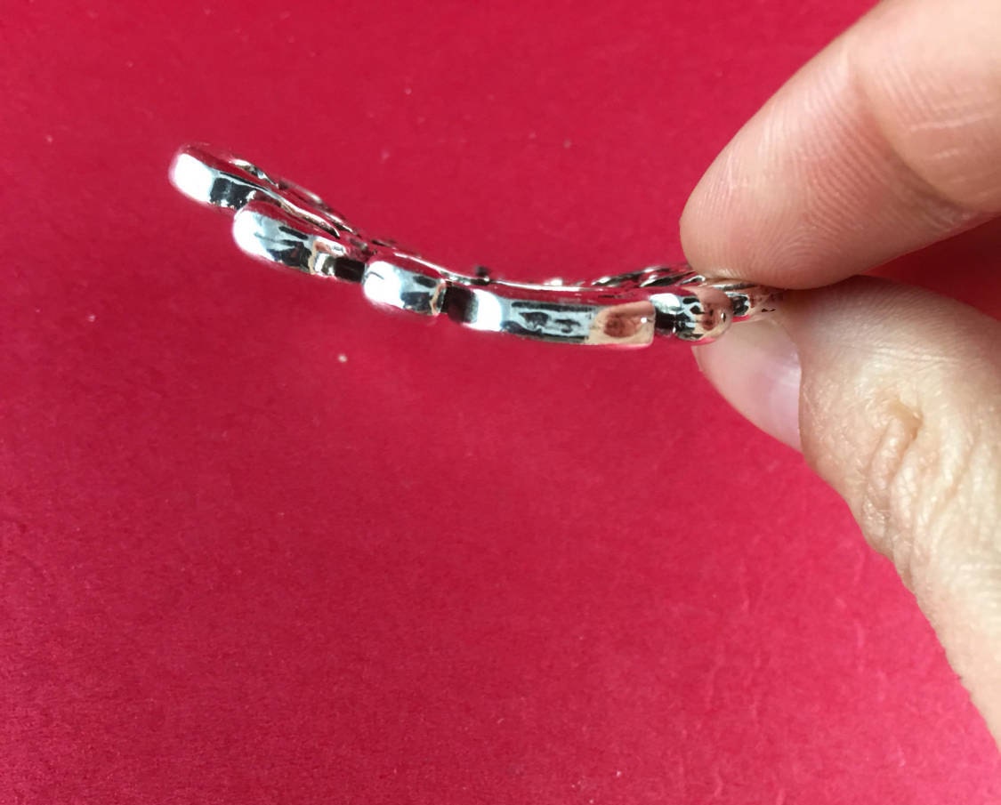 C0090>>MADE in EUROPE zamak heart connector, silver heart connector, bracelet zamak connector, large heart connector, Qty1