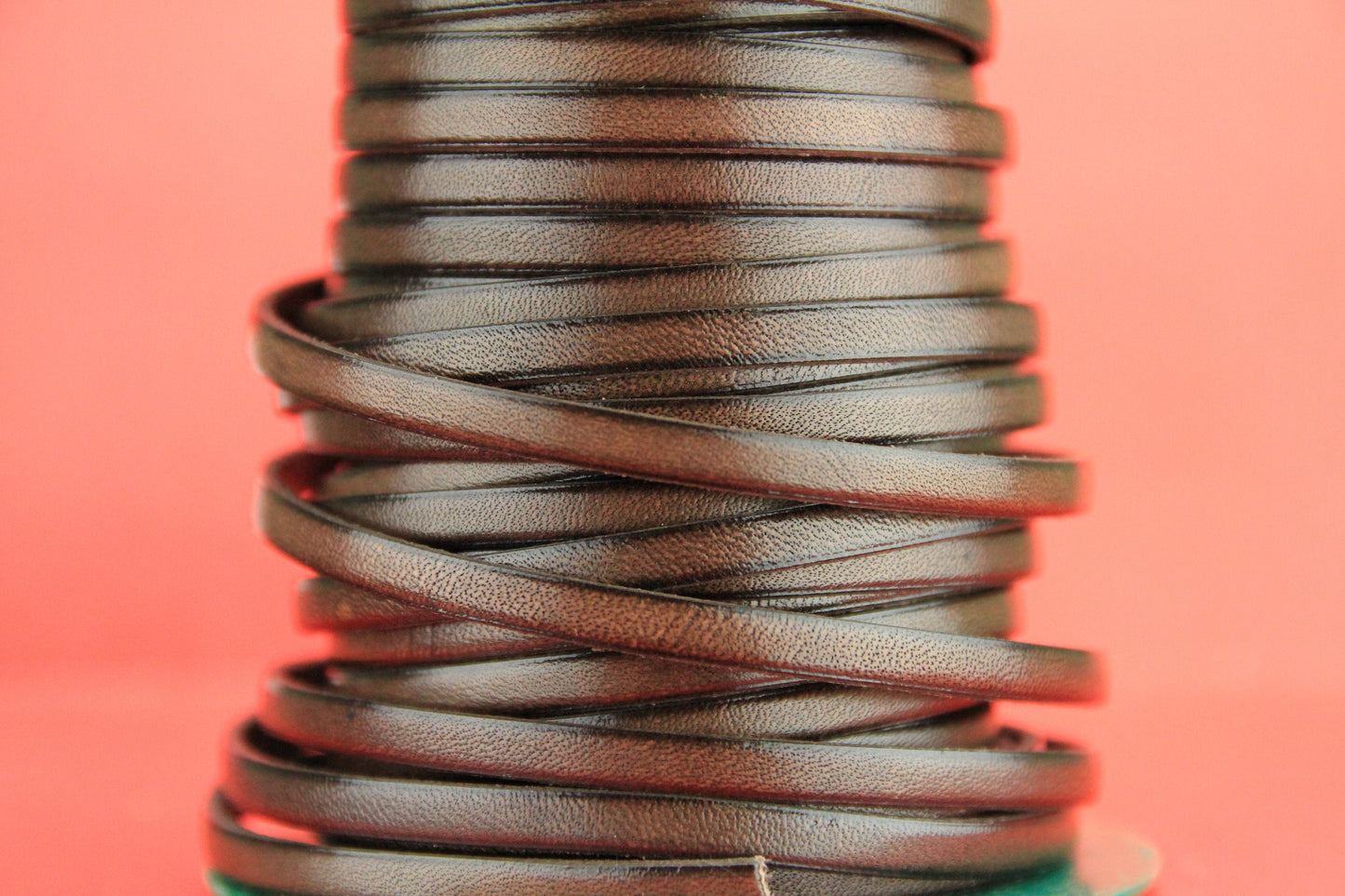 MADE in EUROPE 1 yard of 5mm flat leather cord, genuine leather 5mm strip, brown flat leather cord (MARF5SPBROWN)