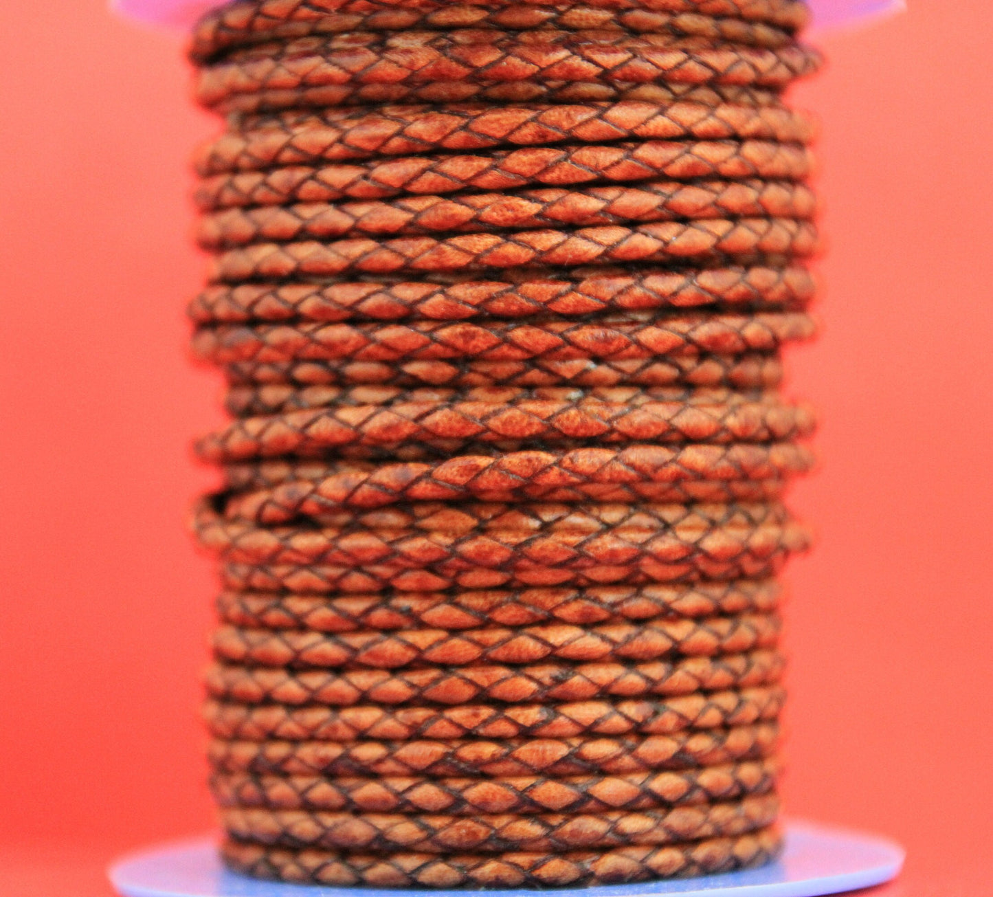 MADE in EUROPE 24" of braided bolo 3mm leather cord, 3mm tobacco braided leather cord (TR3TAB)
