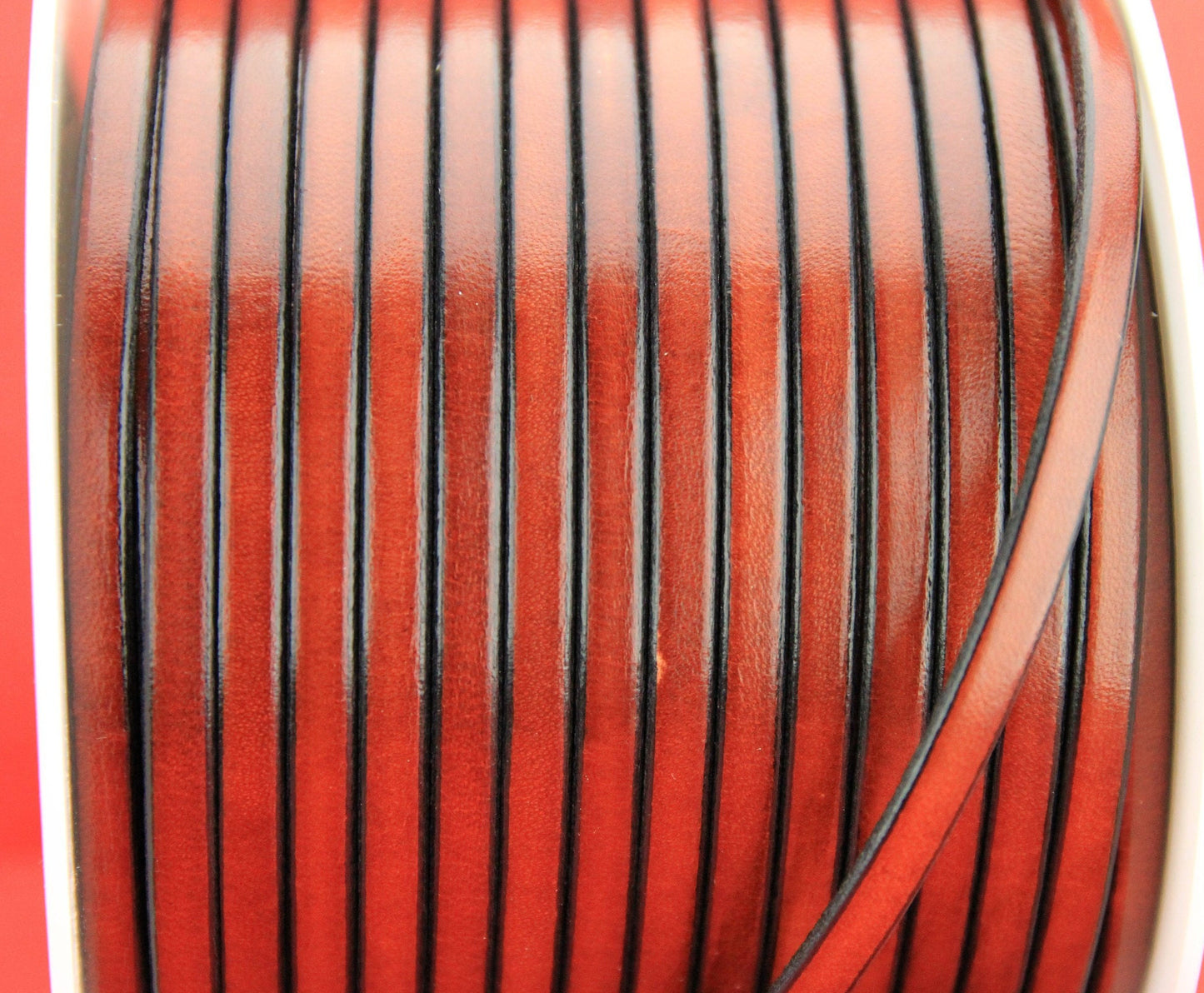 MADE in EUROPE 1 yard of 5mm flat leather cord, genuine leather 5mm strip, brown flat leather cord(221/05/26)