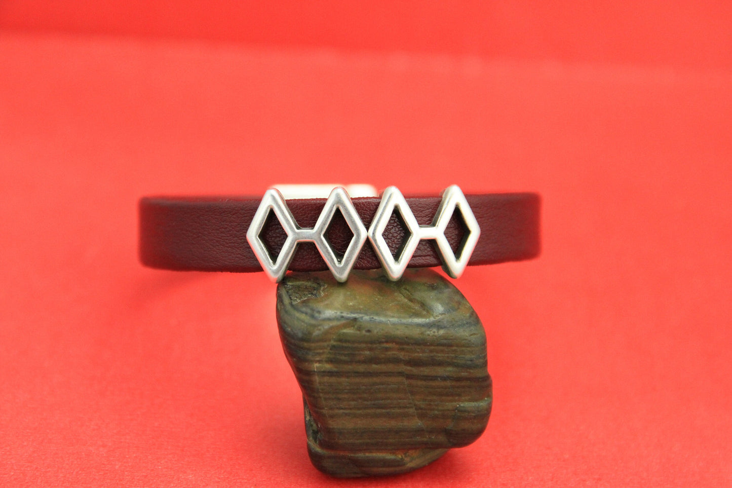 FS0345>>MADE IN EUROPE 2 zamak flat cord double rhombus sliders, 10mm flat cord sliders Qty2