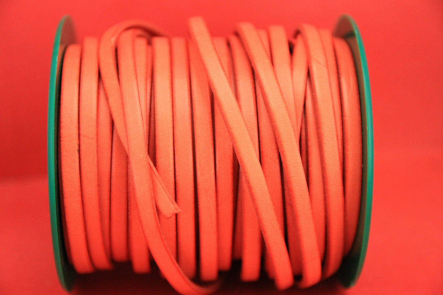 MADE in EUROPE 1 yard of 6mm flat leather cord, genuine leather 6mm strip, 6mm orange leather cord (MARF6NAR/B)