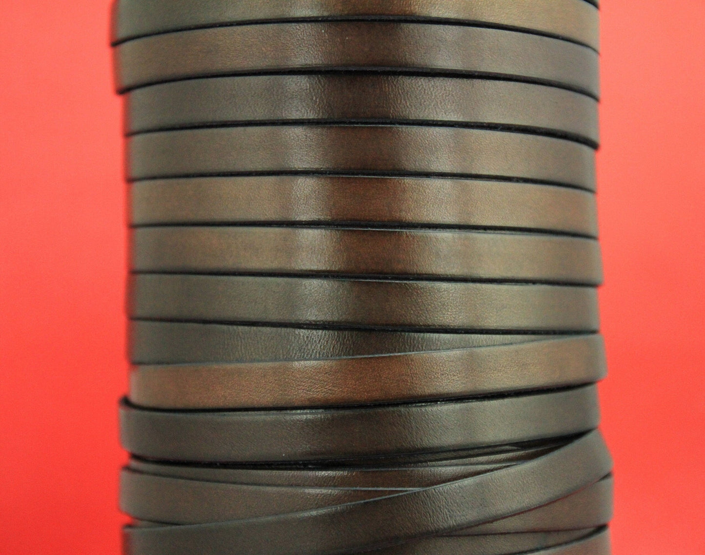 MADE in EUROPE 24" of genuine brown leather cord, flat 10mm dark brown leather cord, 10x2mm leather cord (MARF10BR)