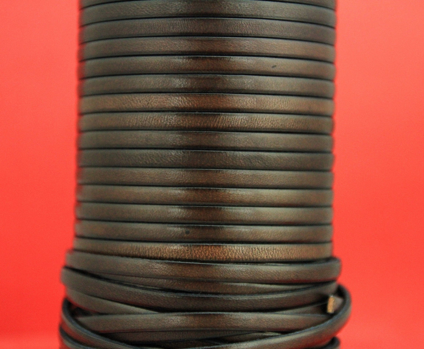 MADE in EUROPE 1 yard of 5mm dark brown flat leather cord, 5mm genuine leather cord, flat 5mm real leather cord (MARF5BRNAT)