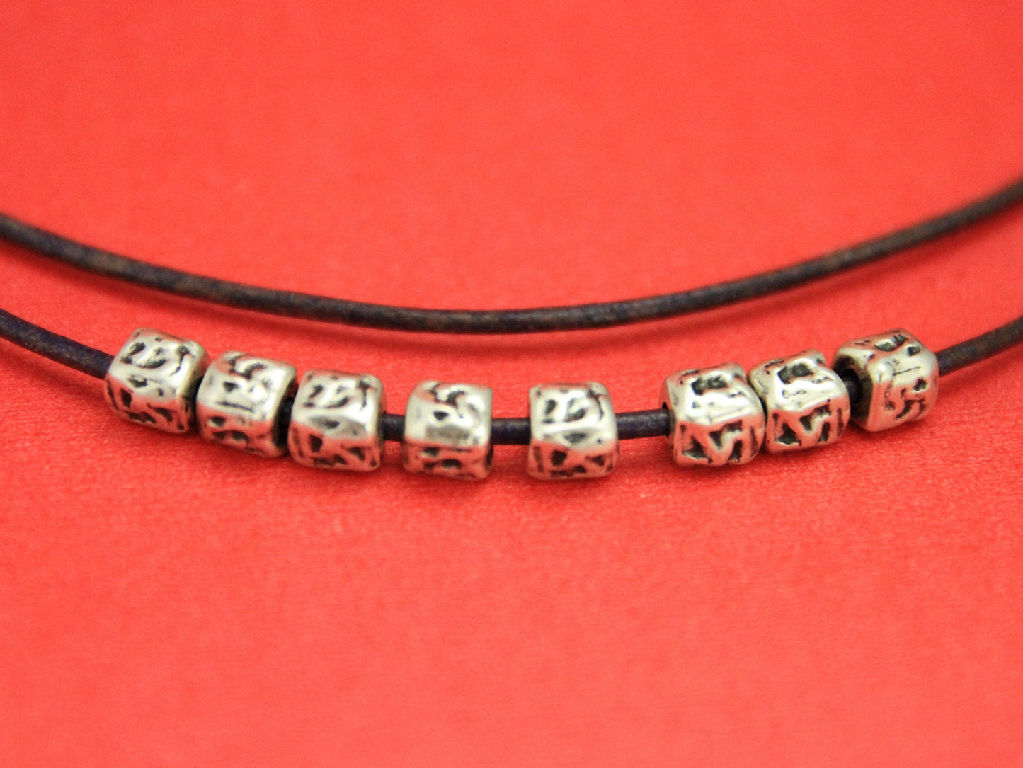 RS0030>> MADE in EUROPE 8 hammered beads, 2mm cord square sliders, hammered square beads(BO-0058S) Qty8