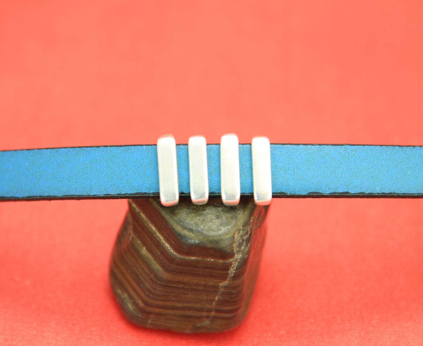 FS0420>>MADE in EUROPE 4 zamak slider bars, 10mm flat cord crimp sliders, 10mm leather cord sliders, Qty4