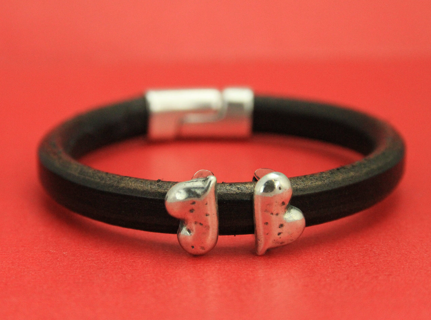 LS0058>>MADE in EUROPE zamak heart sliders for licorice cord, licorice cord heart sliders qty2