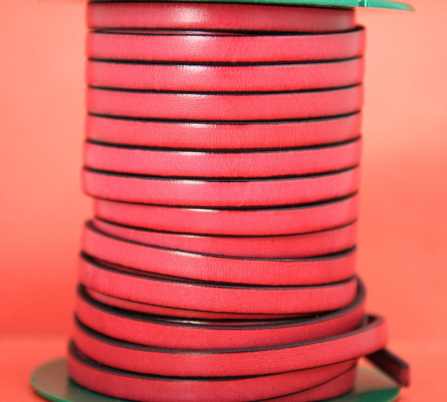 MADE in EUROPE 1 yard of mm flat leather cord, genuine leather 6mm strip, 6mm fucsia leather cord (MARF6FUC)