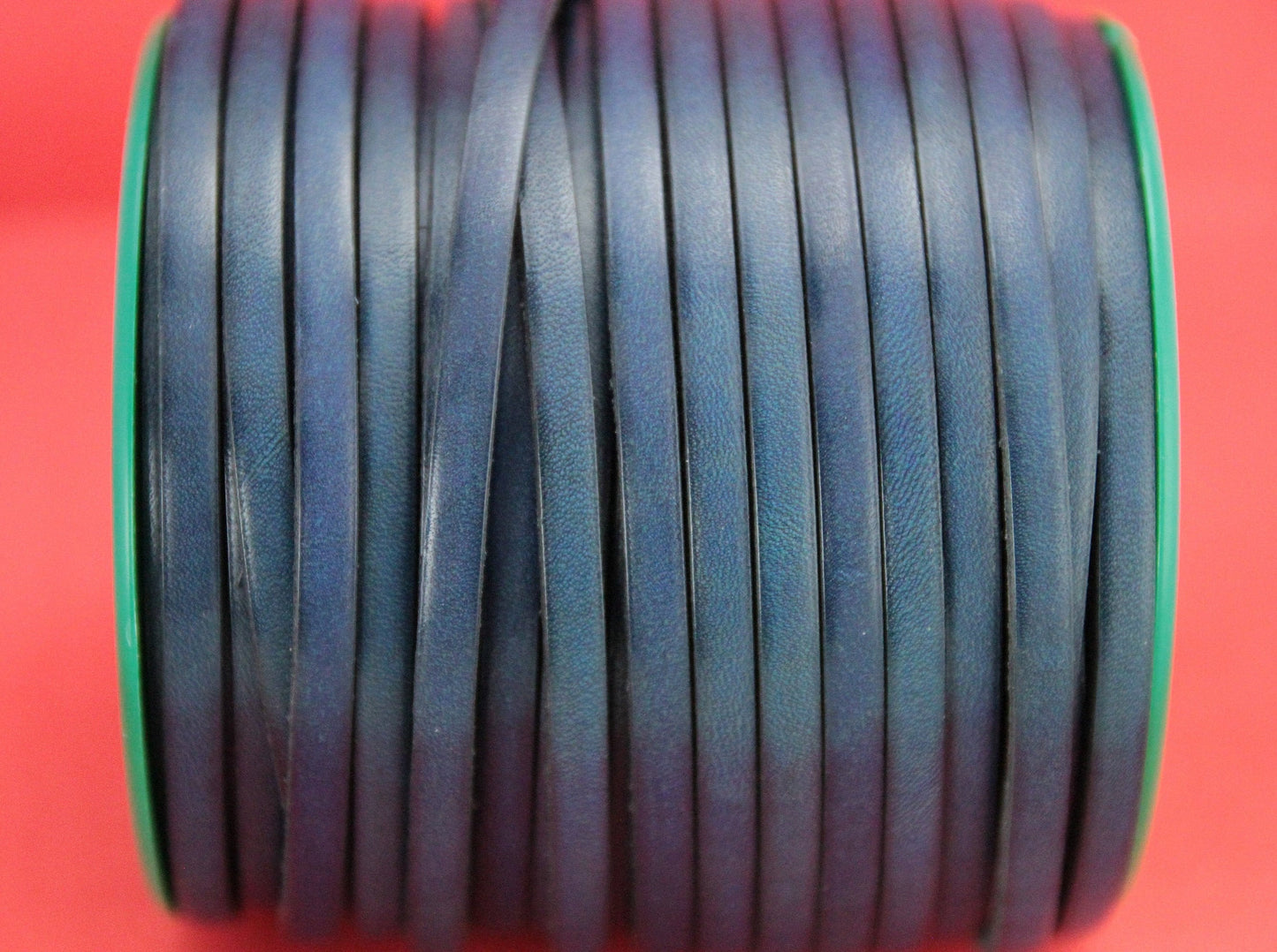 MADE in EUROPE 1 yard of 5mm flat leather cord, genuine leather 5mm strip, 5mm blue leather cord (MARF5BLNAT)