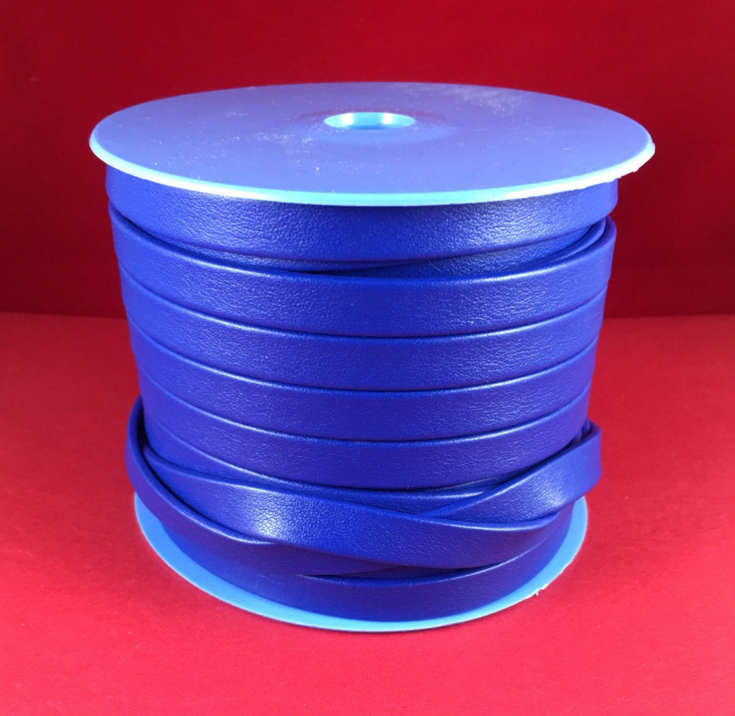 MADE in EUROPE 24" folded leather cord, 10mm flat leather cord, soft leather cord,, 10X2mm blue leather cord (TD10AZU)