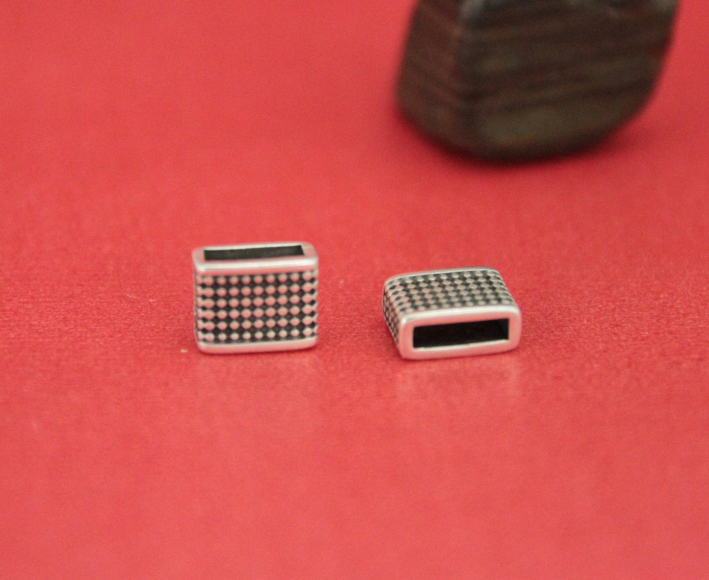 FS0457>>MADE in EUROPE 2 zamak sliders, 10mm flat cord slider, 10mm flat cord rectangular slider qty2