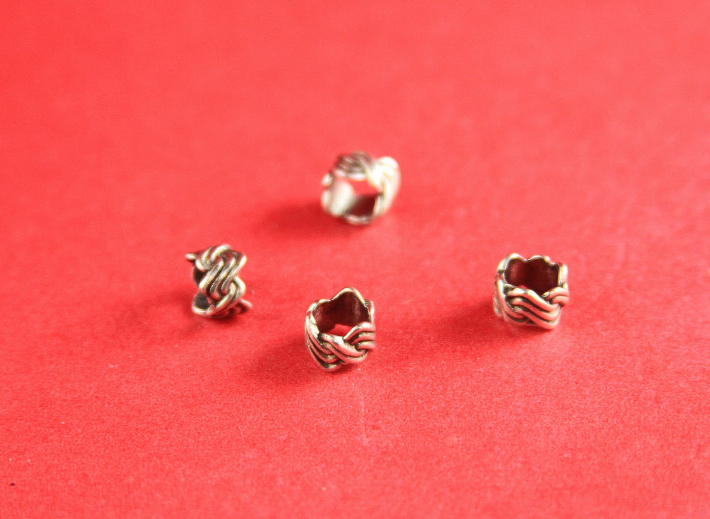 RS0112>>MADE in EUROPE 4 zamak twisted tubes, 5mm hole zamak tube slider, 5mm round cord sliders, round cord tube (F854) qty4