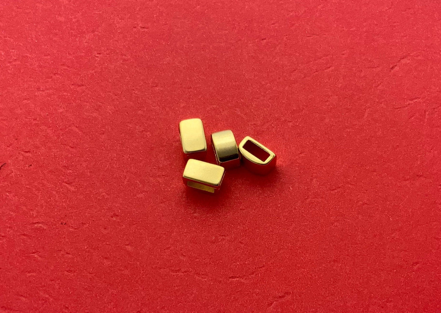 FS0475>>MADE in EUROPE 4 zamak gold slider bars for flat leather cord, zamak slider bars qty4
