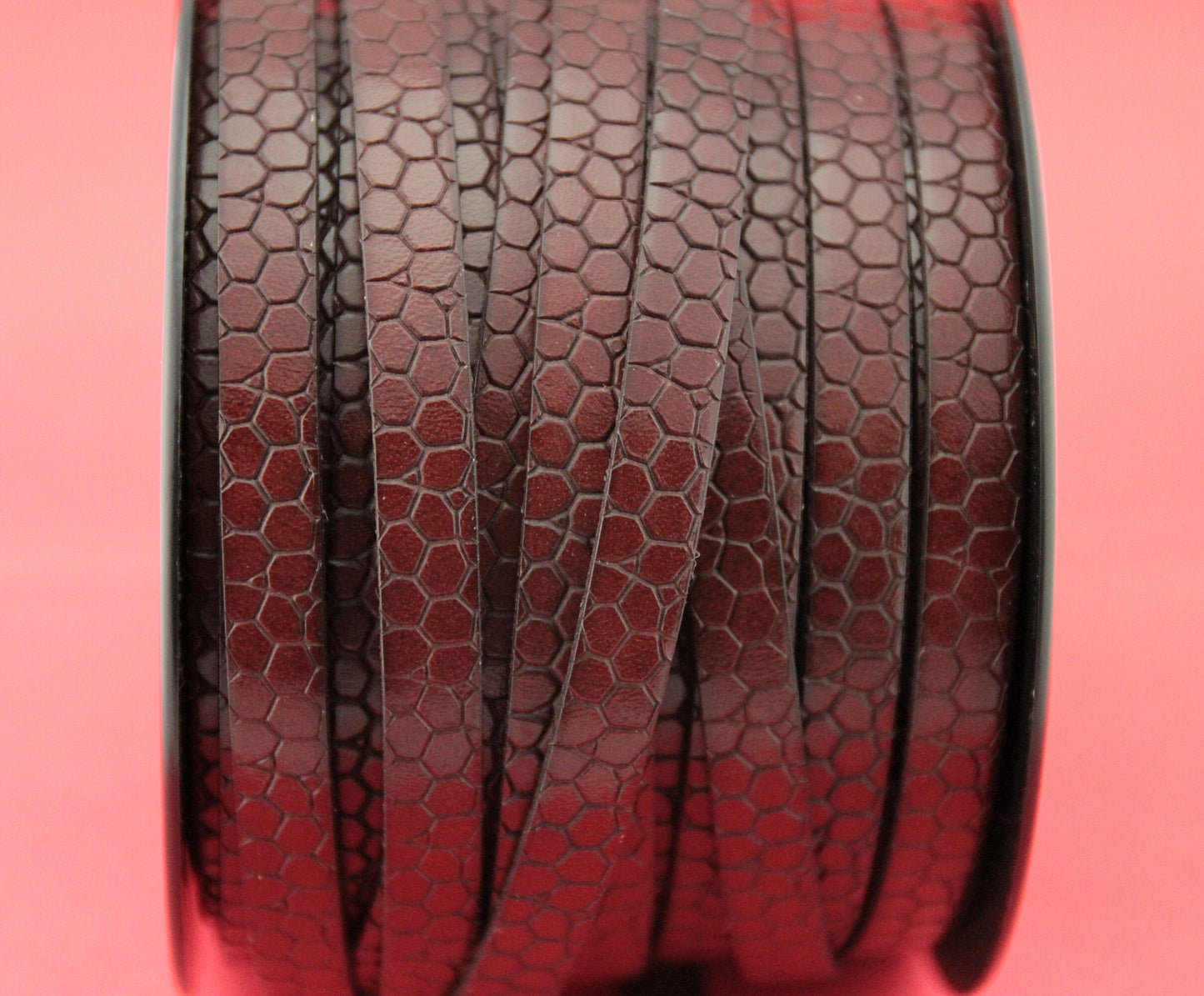 MADE in EUROPE 24" flat leather cord, 10mm leather cord, crocodile skin design embossed leather cord (Marf10crocbr)