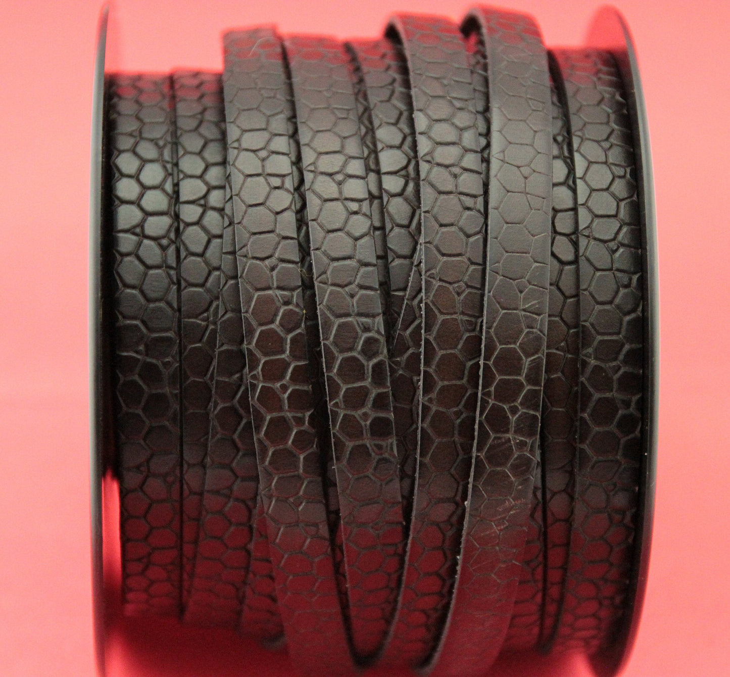 MADE in EUROPE 24" flat leather cord, 10mm leather cord, crocodile skin design embossed leather cord (Marf10crocdbr)