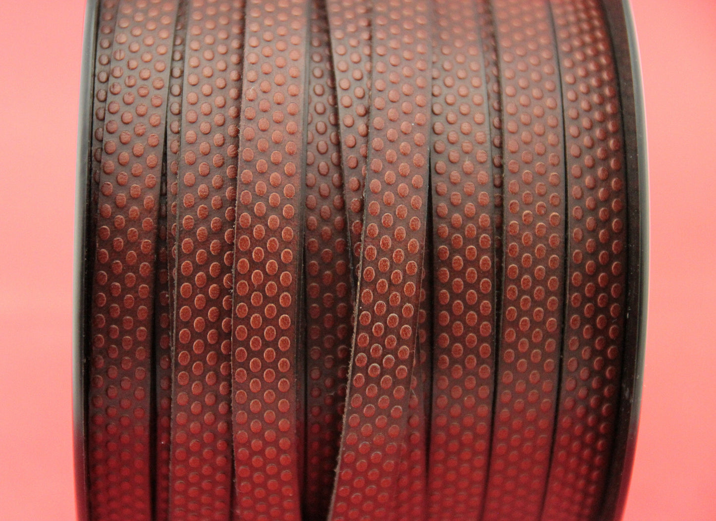 MADE in EUROPE 24" flat leather cord, polka dot embossed 10mm brown leather cord, genuine leather cord (Marf10polkacogn)