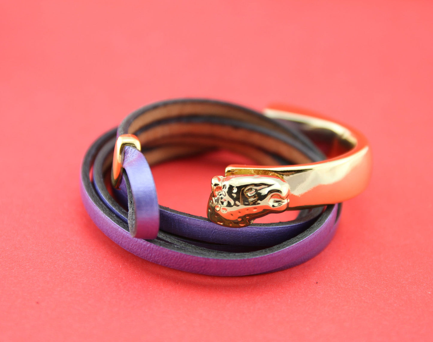 B0093>>MADE IN EUROPE zamak leopard half bracelet with strand separator, bracelet half bracelet (ablz240) qty 1set
