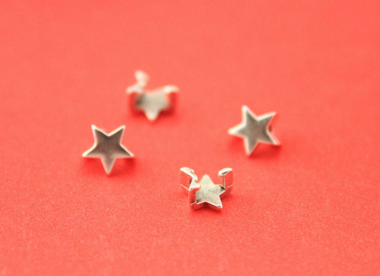 FS0506>> MADE in EU zamak star crimp-sliders, 4 sliders for 5mm flat leather cord, 5mm cord star sliders Qty4