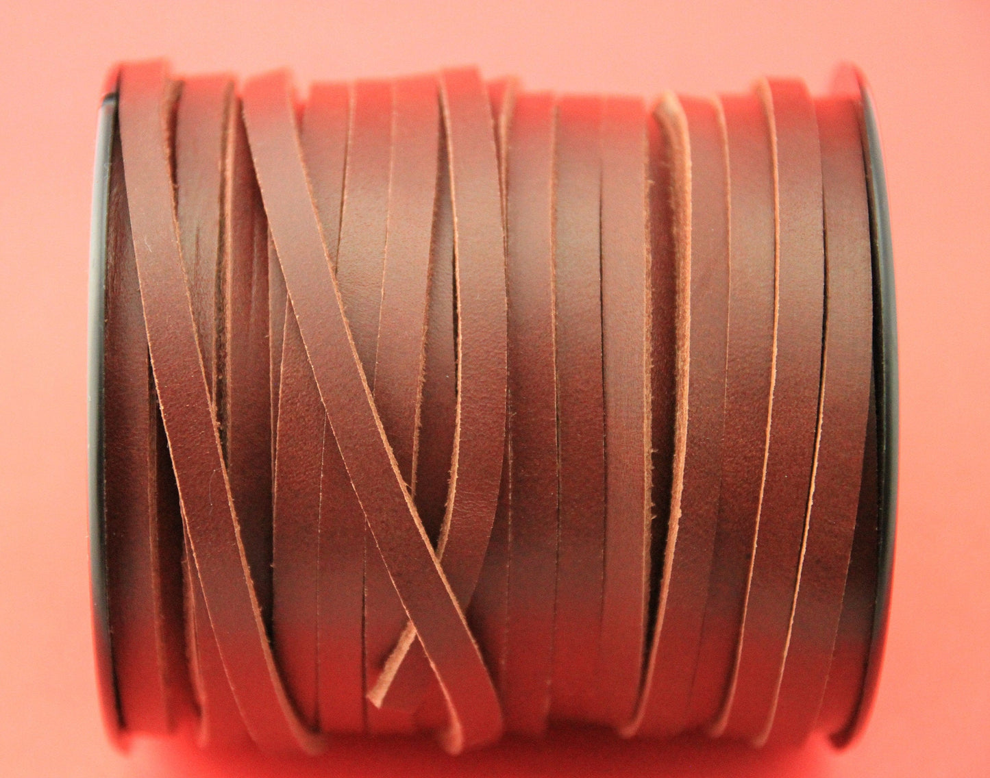 MADE in EUROPE 1 yard of 5mm brown flat leather cord, 5mm genuine leather cord, flat 5mm real leather cord (MARF5COGNCORT)