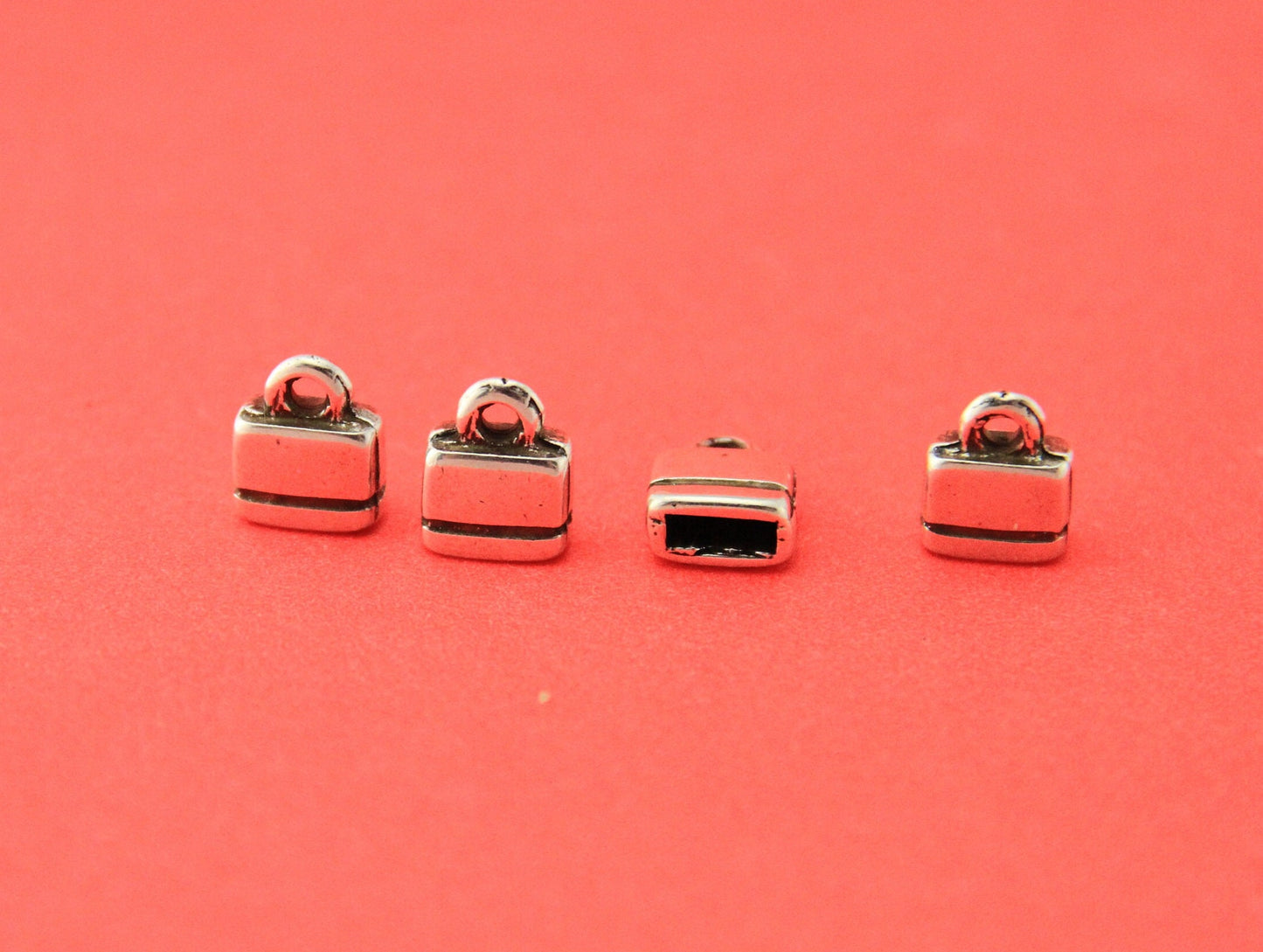 6/7 MADE in EUROPE 2 zamak flat cord ends, 6mm flat cord ends, 6mm leather cord end (ablz258) Qty2