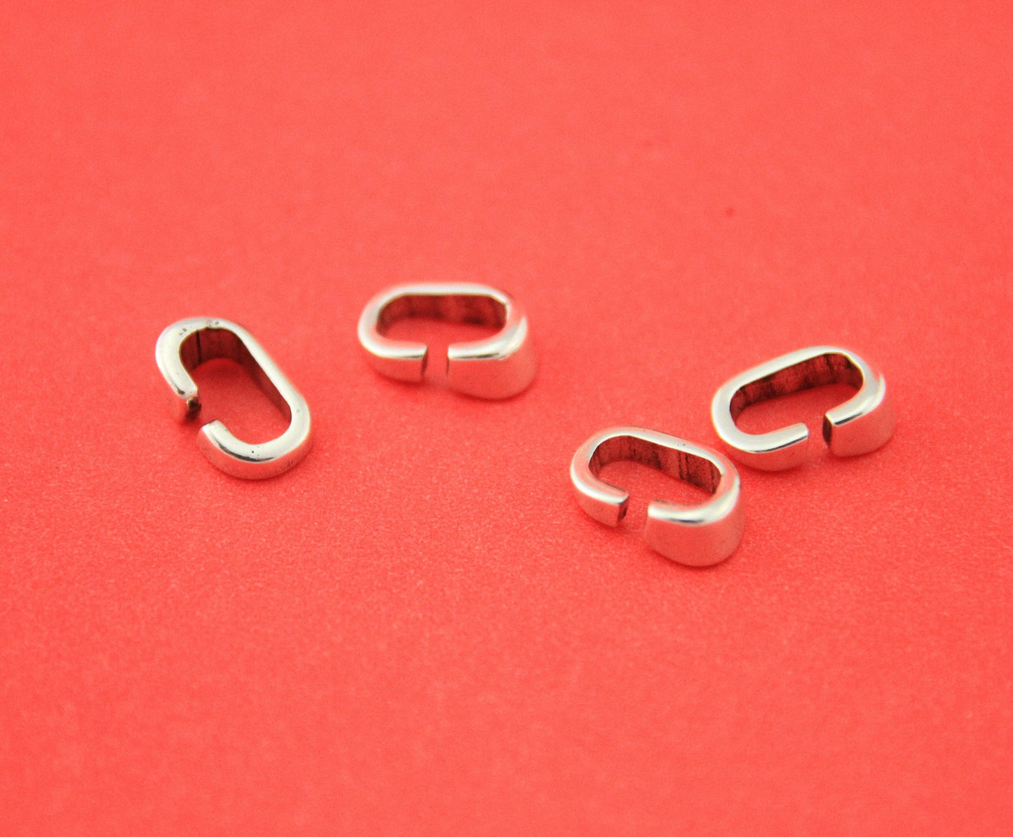 RS0156>>MADE IN EUROPE 4 zamak sliders, 10x5mm sliders, silver ring sliders (79162/10) Qty4