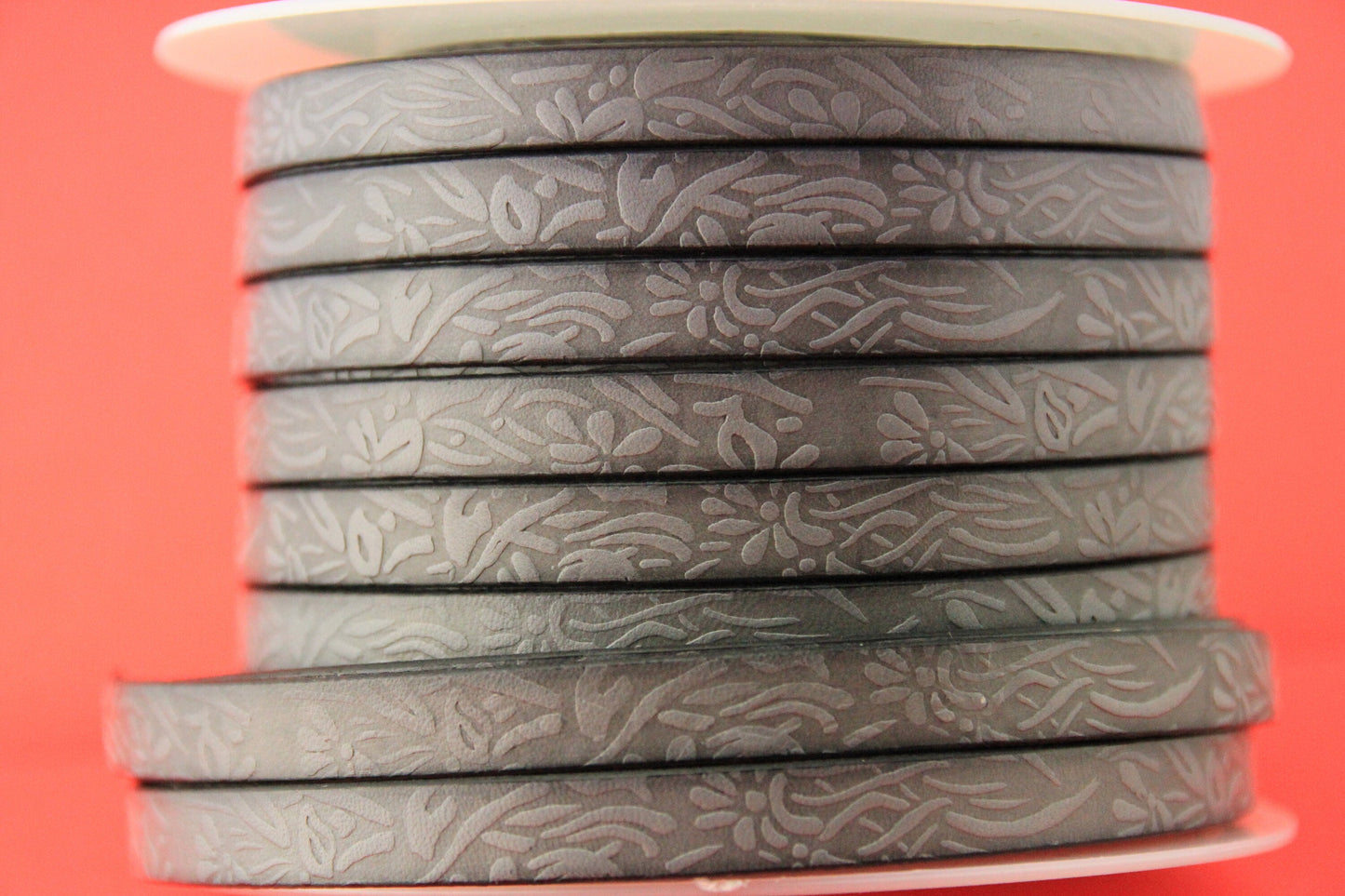MADE in EUROPE 24'' flat 10mm engraved leather cord, 10mm flat leather cord, 10mm embossed leather cord (509/10/41)