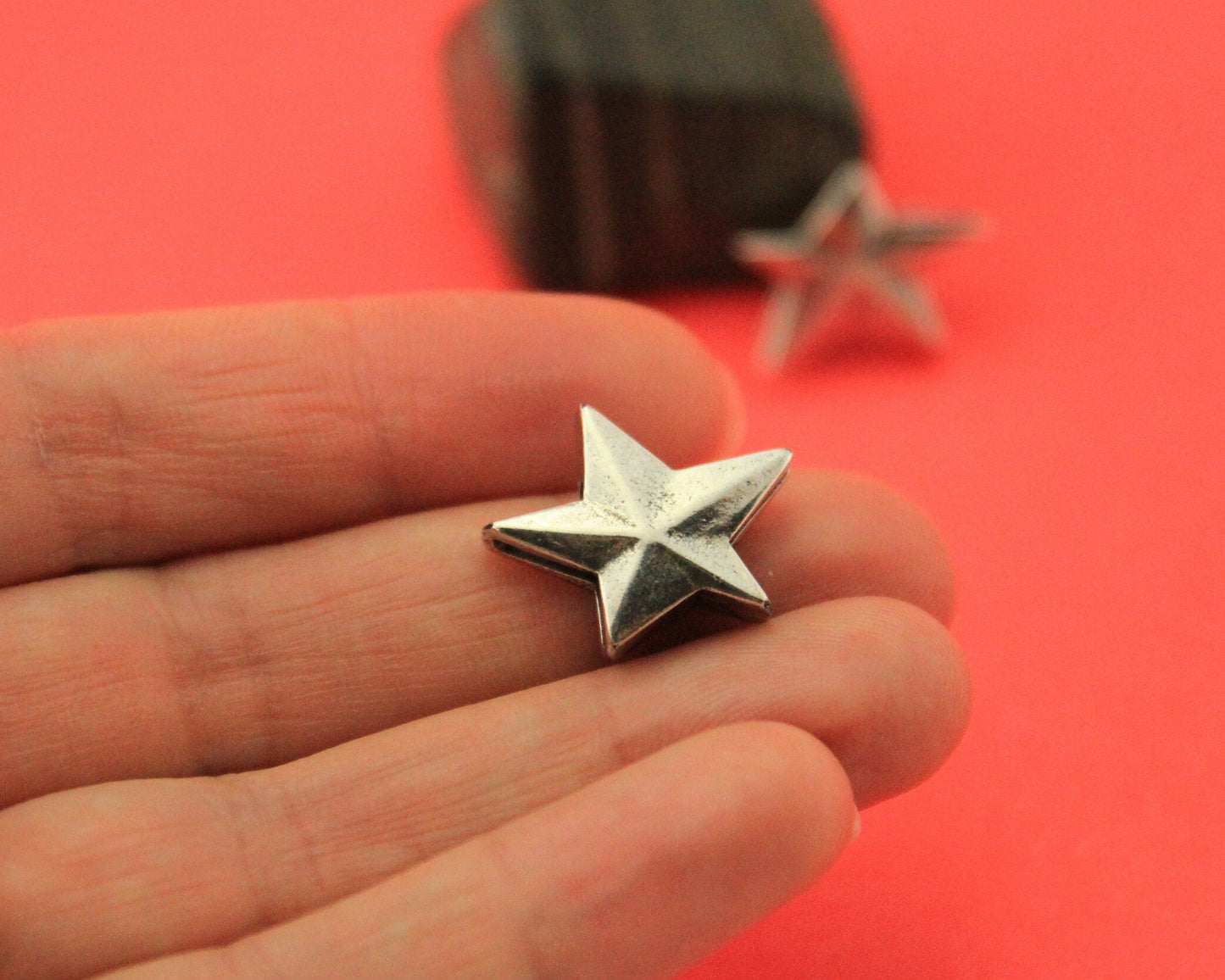 FS0518>>MADE in EUROPE zamak star sliders, 10mm flat cord star slider, 10mm leather cord slider, Qty2