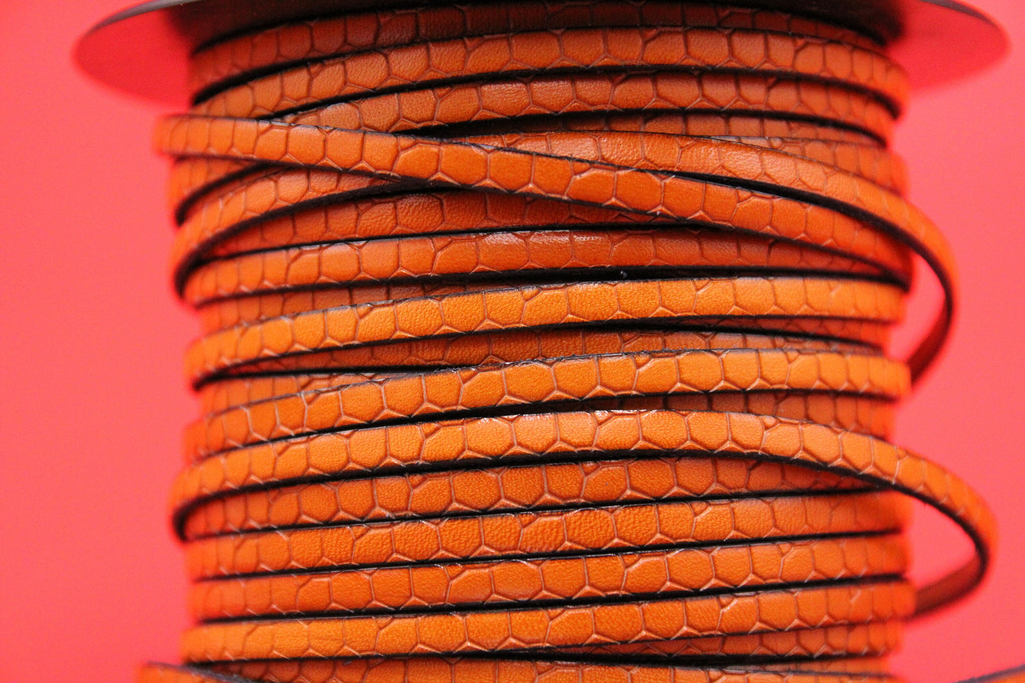 MADE in EUROPE 24'' flat 5mm embossed leather cord, 5mm flat crocodile skin embossed leather cord, (AR250/05/04)