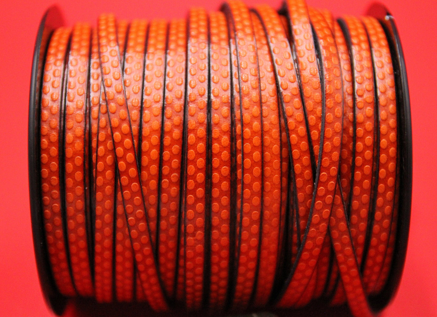 MADE in EUROPE 24'' flat 5mm embossed leather cord, 5mm orange embossed leather cord, (AR110/05/30)