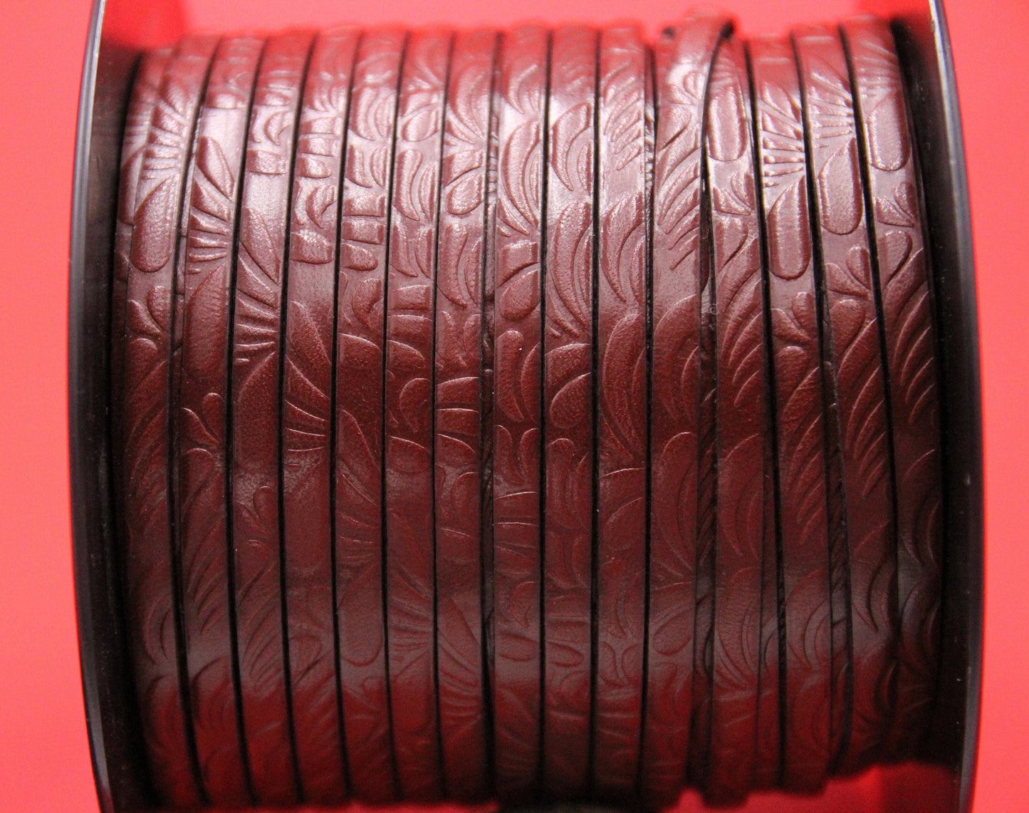 MADE in EUROPE 24'' flat 5mm engraved leather cord, 5mm flat brown leather cord, 5mm floral embossed leather cord(AR150/05/08)