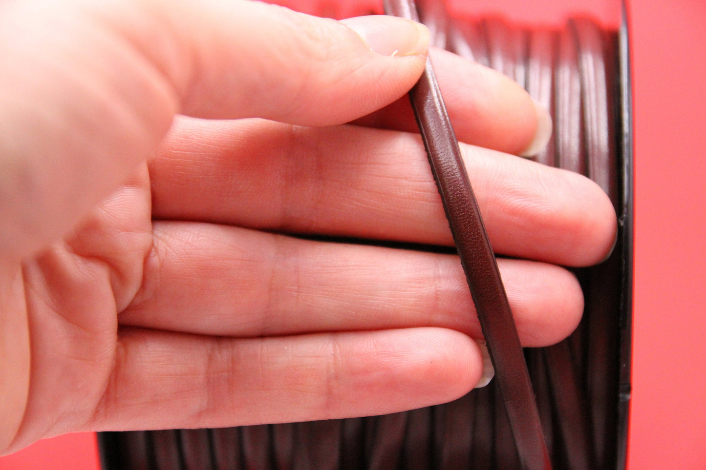 MADE in EUROPE 1 yard of 5mm brown flat leather cord, 5mm genuine leather cord, flat 5mm real leather cord (AR100/05/08)