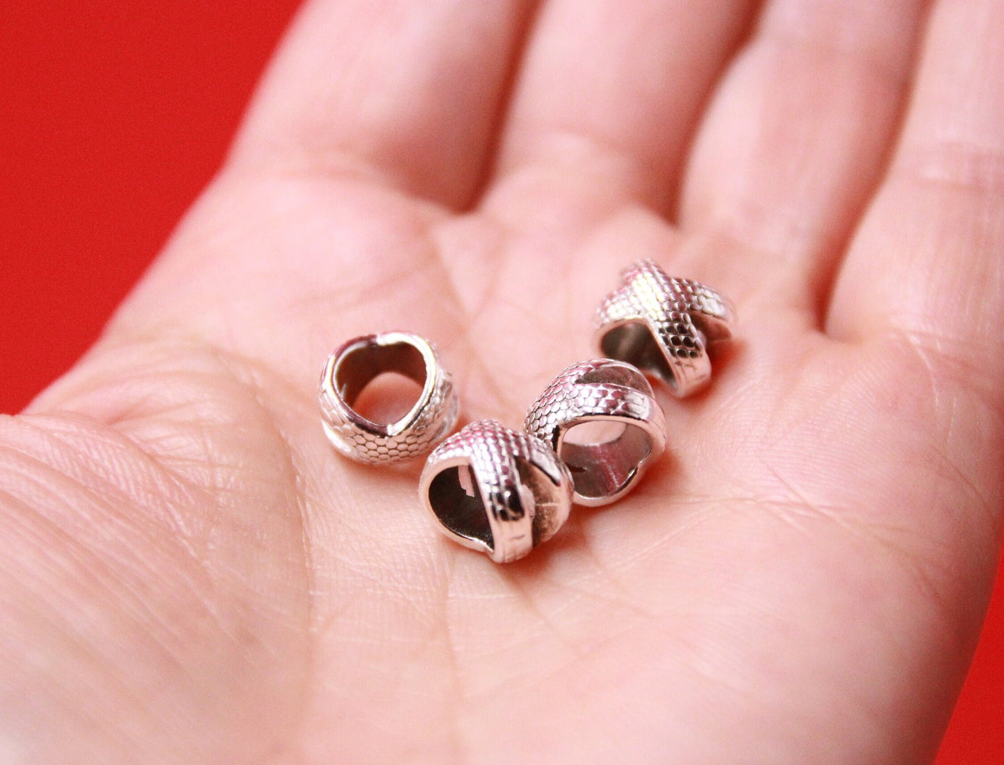 RS0191>>MADE in EUROPE 4 zamak silver slider beads, 6.5mm hole zamak sliders, (ng1951) qty4