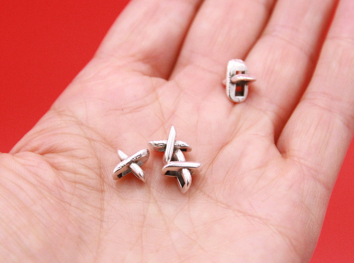 FS0534>>MADE in EUROPE 4 zamak X sliders, 5mm X sliders, 5mm cord sliders, 5mm flat cord slider Qty4