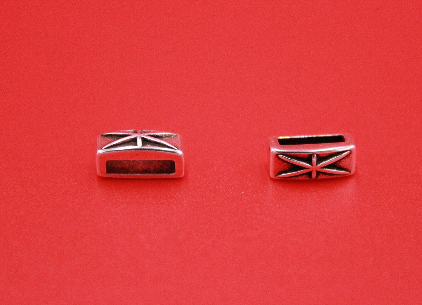 FS0547>>MADE in EUROPE 4 zamak sliders, 10mm flat cord slider bars, 10mm leather cord sliders, zamak sliders Qty4