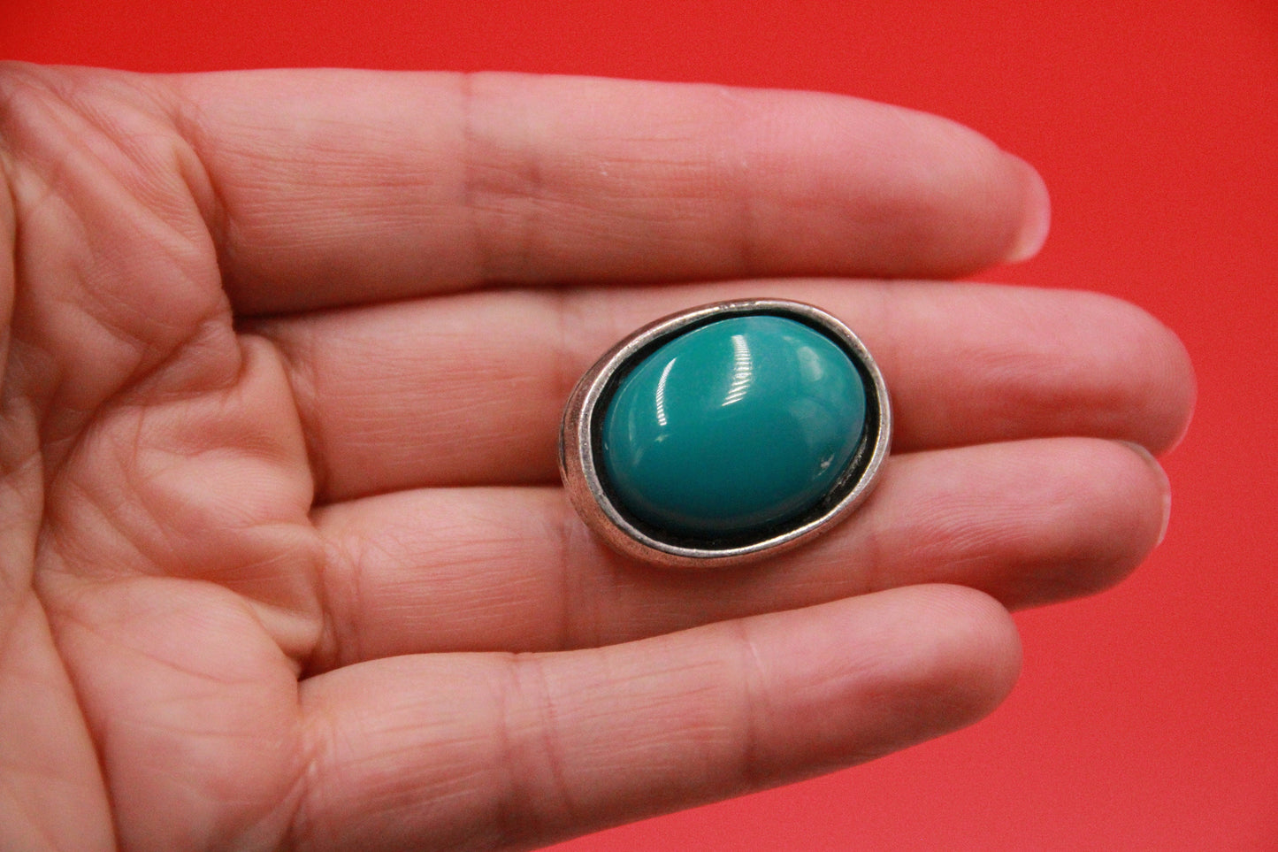 RC0194>>MADE in EUROPE zamak button clasp, round cord button clasp with stone cabochon Qty1