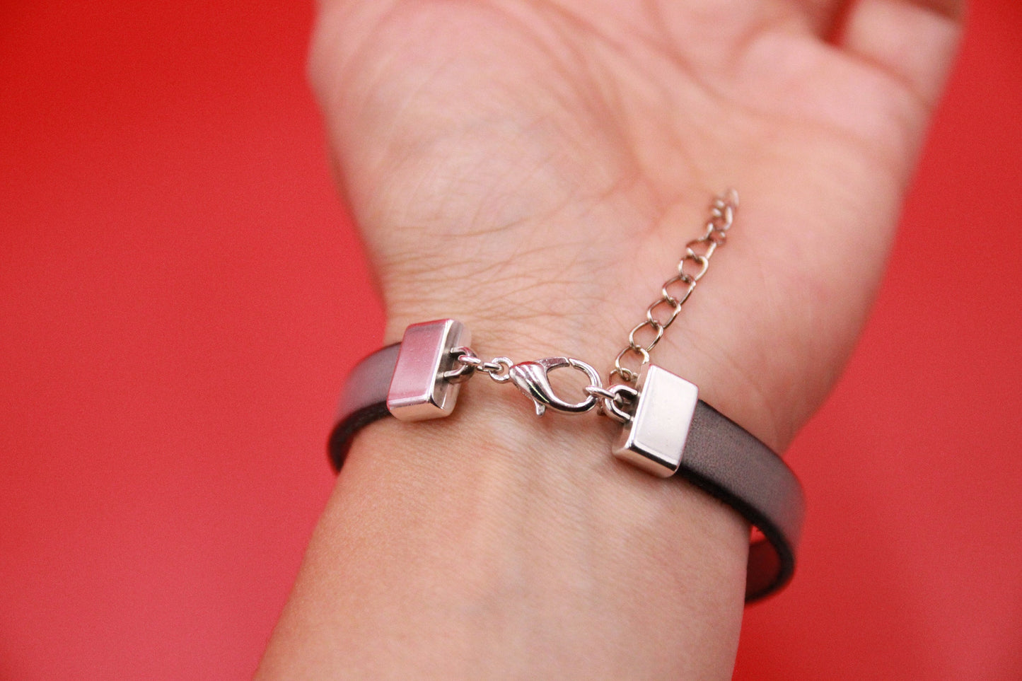 FC0383>>MADE in EUROPE zamak flat clasp with extension chain, 10mm flat cord zamak clasp with lobster hook , Qty1