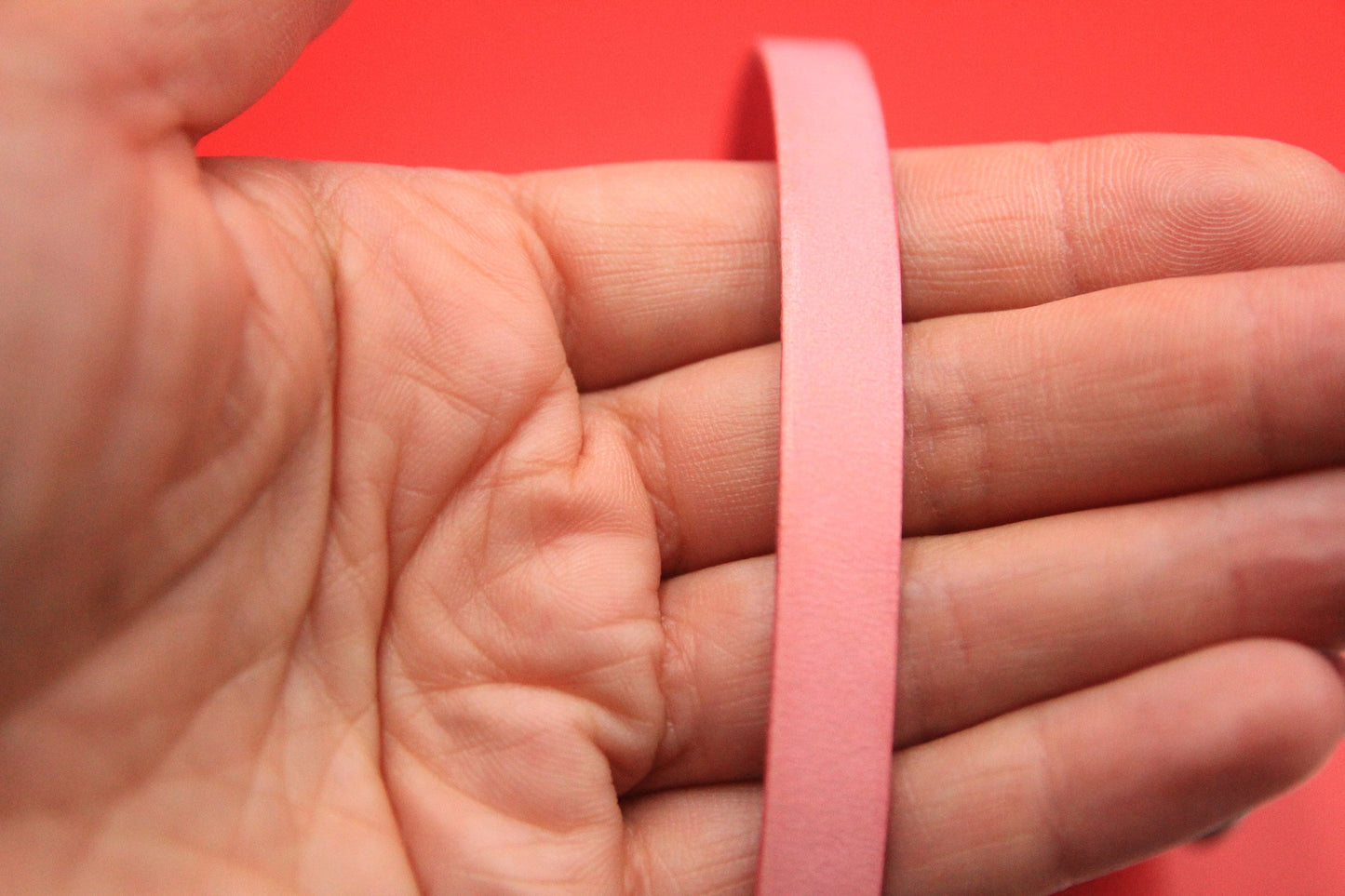 MADE in EUROPE 24" flat leather cord, 10mm leather cord, baby pink leather cord (MARF10babypink)