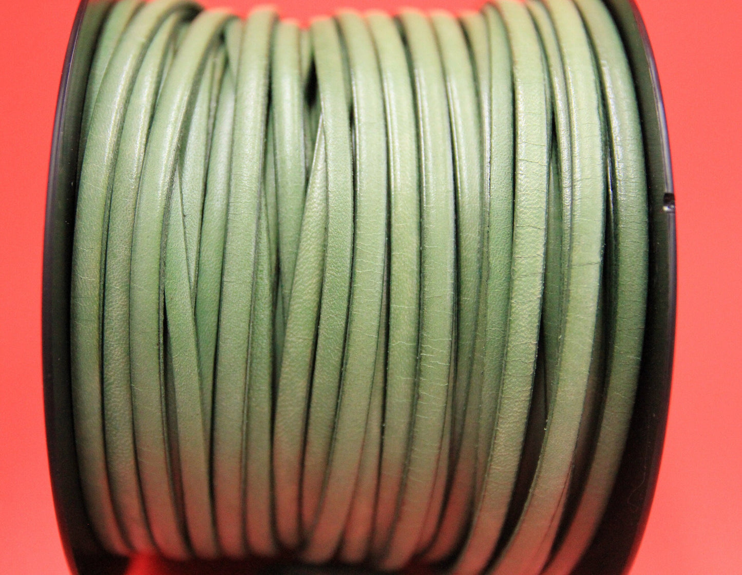 MADE in EUROPE 1 yard of 5mm flat leather cord, genuine green leather 5mm strip, flat green leather cord (AR100/05/13)